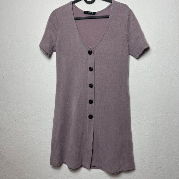 FORE Short Sleeve Button Front Mini Sweater Dress - Picture 1 of 5